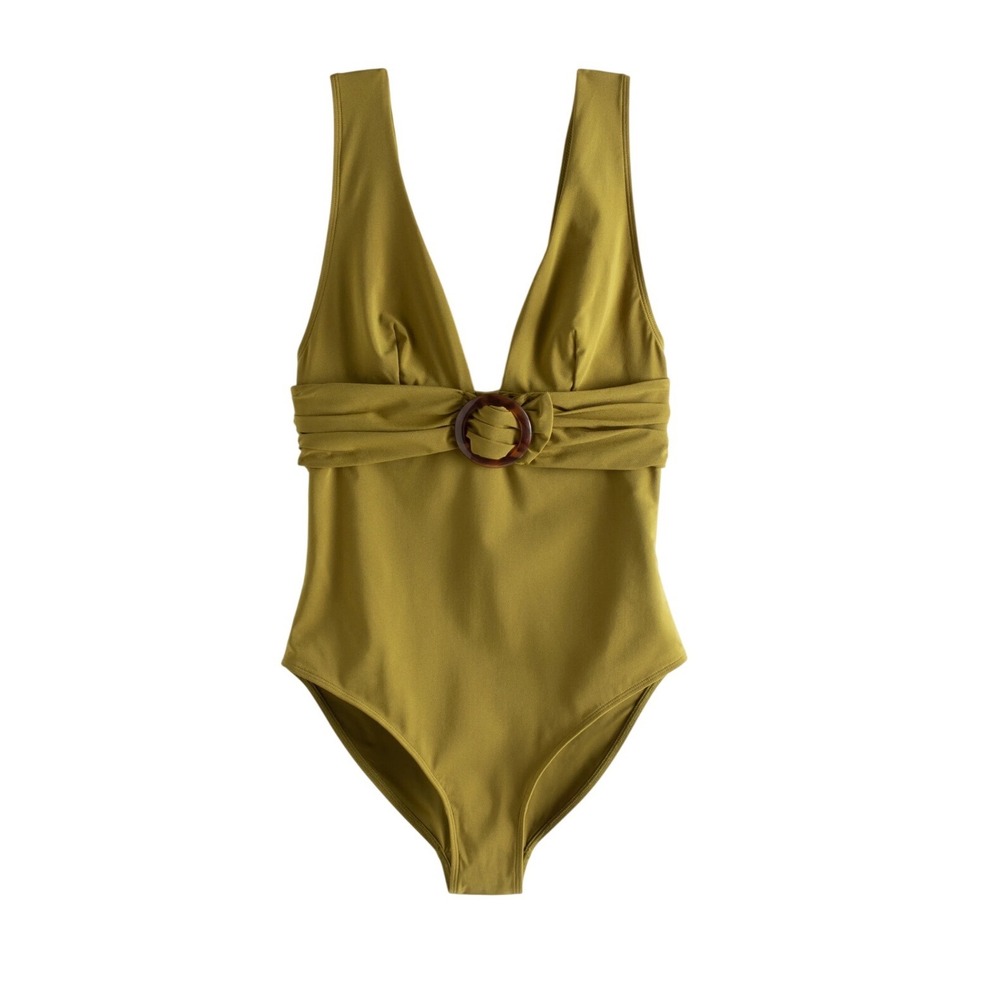 & Other Stories Ring Front 1 Piece Swimsuit Olive Green Paris Atelier 4‎ 0704266